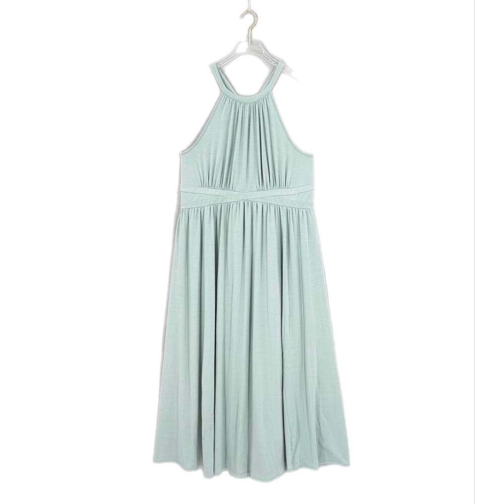Torrid Sz 3 PLUS Sage Green Jersey Halter Sundress Cottagecore Femme Maxi Dress